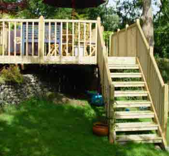 A slightly raised garden deck