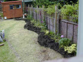 The curved border well underway