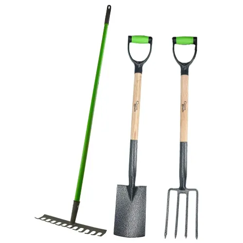 AB Tools Garden Border Fork Spade Rake Soil Gardeners Carbon Steel PVC Handles Strong