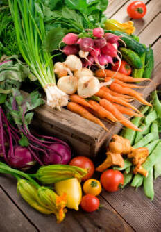 A selection of home grown vegetables